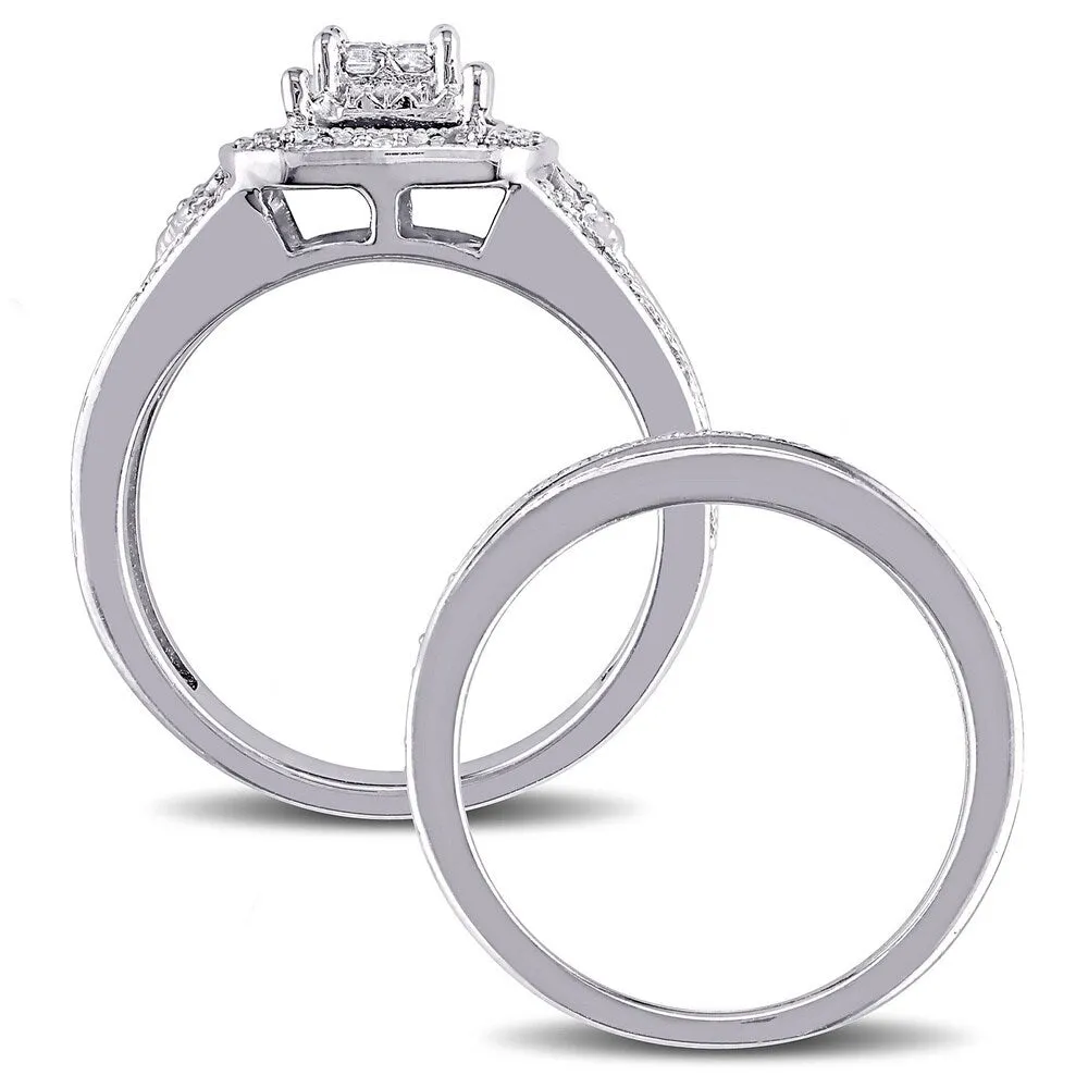 Miadora Sterling Silver 1/4ct TDW Princess-cut Diamond Bridal Ring Set sold by Zulily product image thumbnail 4