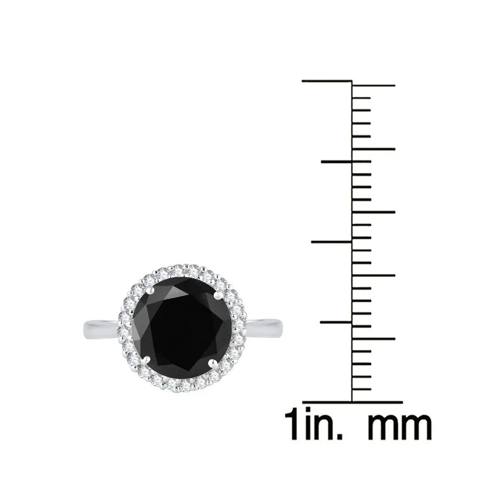 Sterling Silver with Genuine Black Diamond and Natural White Topaz Halo Ring sold by Zulily product image thumbnail 2