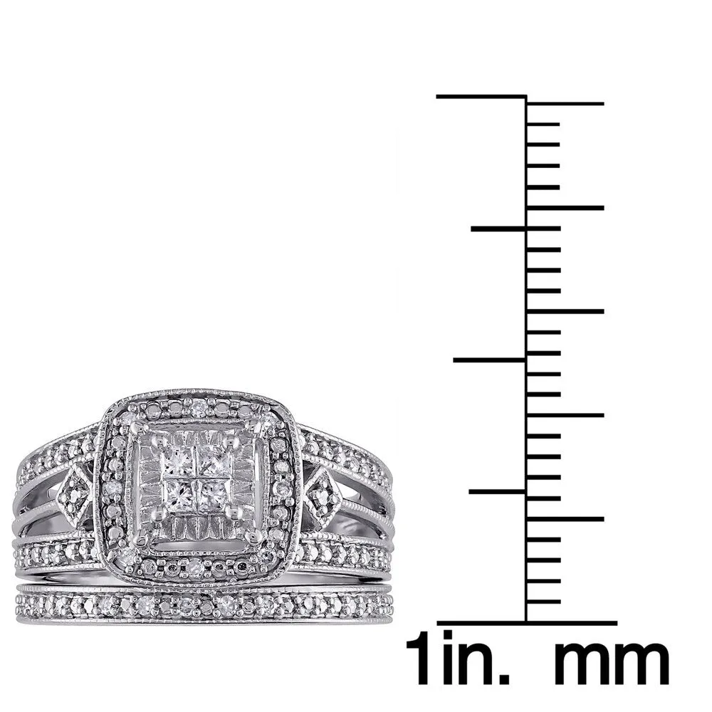 Miadora Sterling Silver 1/4ct TDW Princess-cut Diamond Bridal Ring Set sold by Zulily product image thumbnail 5