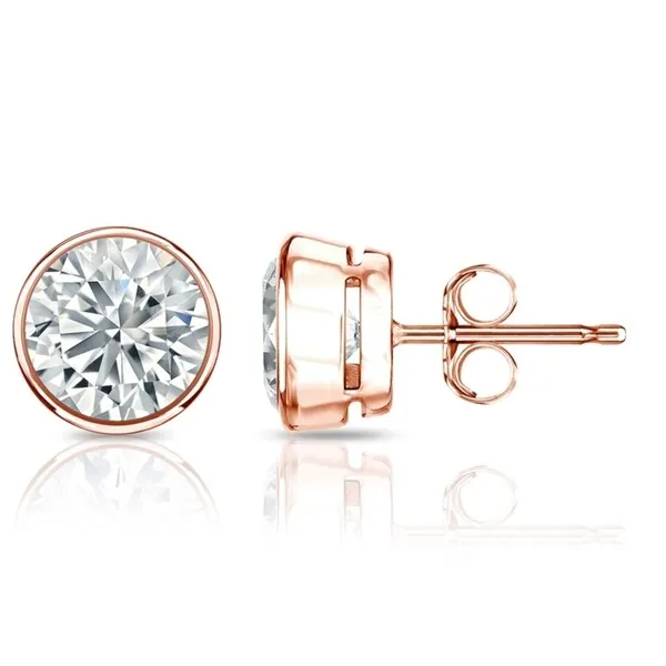 Auriya 1 3/4ctw Round Bezel Set Diamond Stud Earrings 14kt Gold GIA Certified sold by Zulily product image thumbnail 3