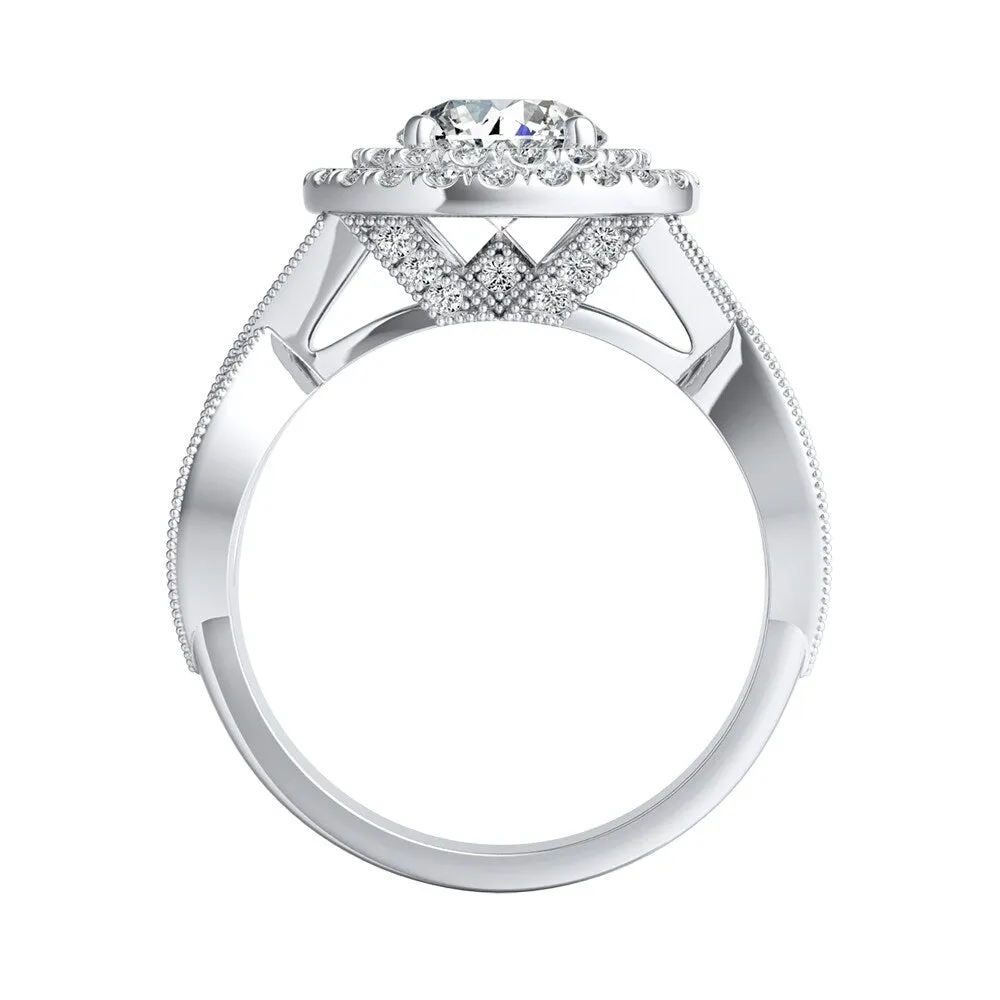 Auriya Vintage 2ct Moissanite and 5/8ctw Double Halo Diamond Engagement Ring 14K Gold sold by Zulily product image thumbnail 4