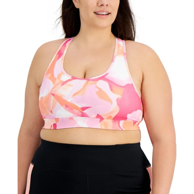 ID Ideology Women's Medium Impact Sports Bra Pink Size 2X made by Zulily