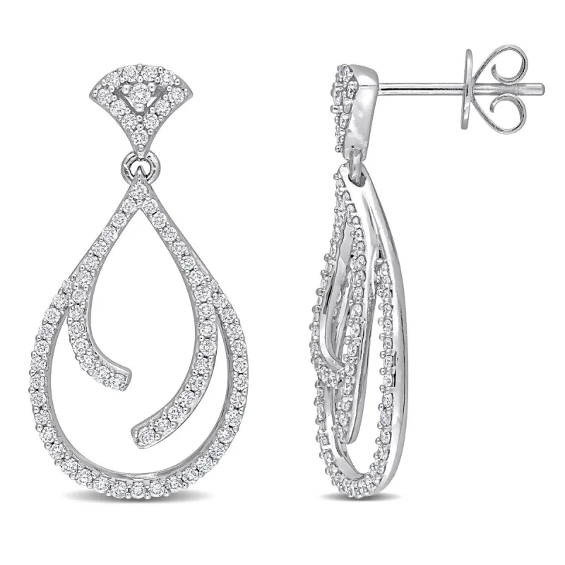 Miadora 5/8ct TDW Diamond Teardrop Dangle Earrings in 14k White Gold sold by Zulily