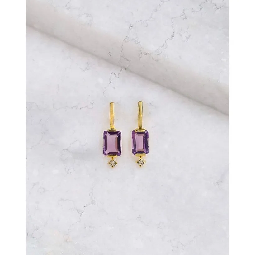 14K Gold Over 925 Silver Minimalist Amethyst White Topaz Drop Earrings sold by Zulily product image thumbnail 4