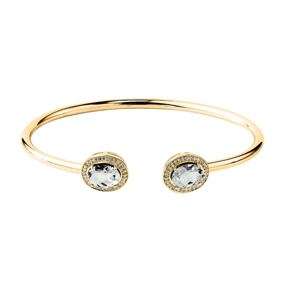 Auriya 2 1/2ct Oval White Topaz Gold over Silver Bangle Bracelet with Diamond Accents sold by Zulily product image thumbnail 2
