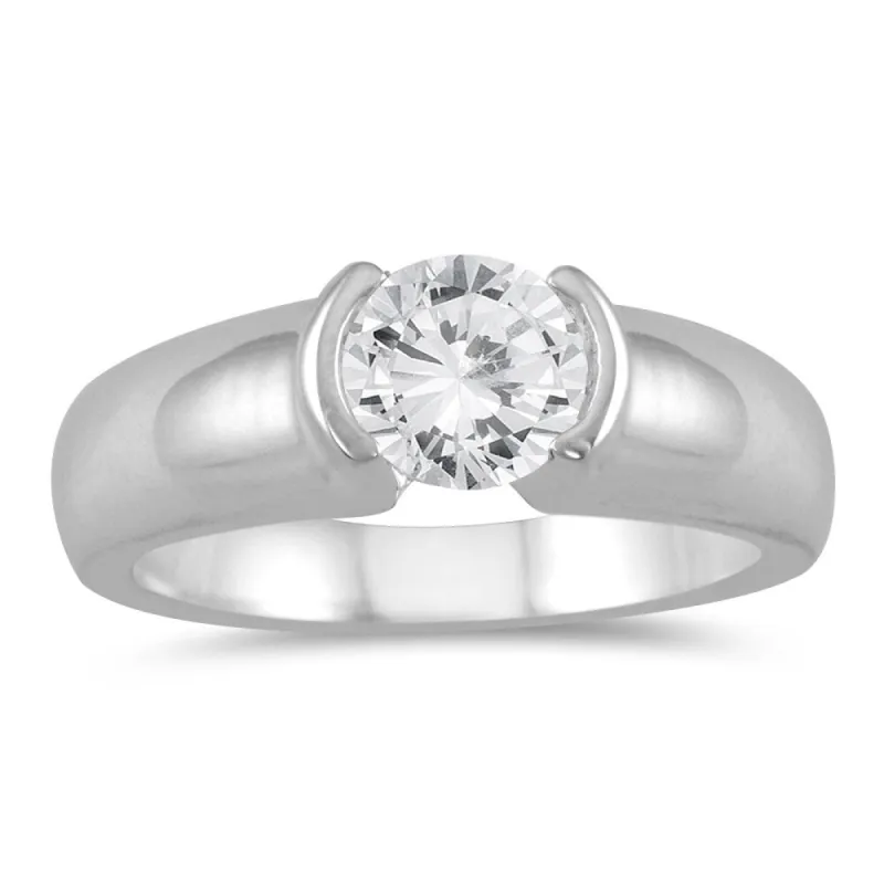 AGS Certified 3/4 Carat Half Bezel Diamond Solitaire Ring in 14K White Gold (I-J Color, I2-I3 Clarity) sold by Zulily