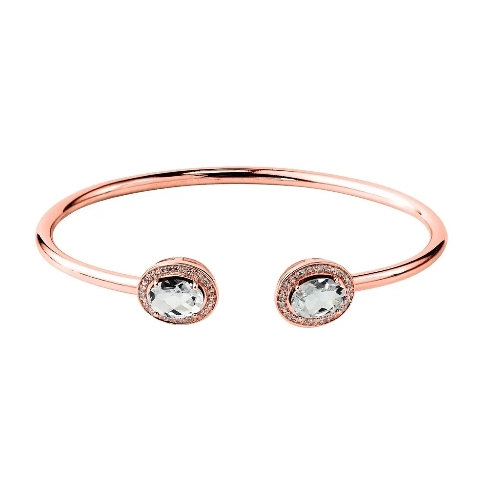Auriya 2 1/2ct Oval White Topaz Gold over Silver Bangle Bracelet with Diamond Accents sold by Zulily product image thumbnail 3