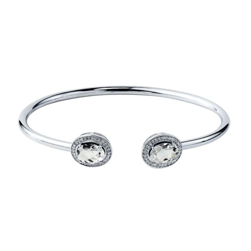 Auriya 2 1/2ct Oval White Topaz Gold over Silver Bangle Bracelet with Diamond Accents sold by Zulily