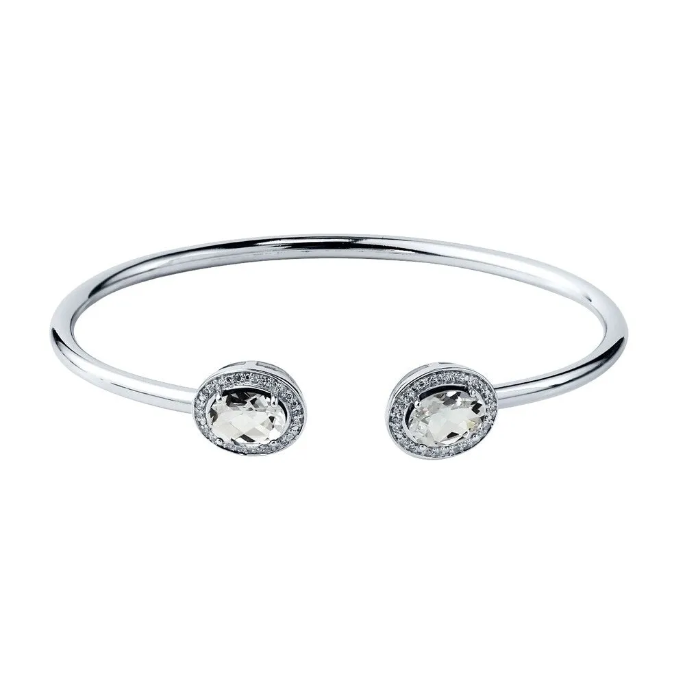 Auriya 2 1/2ct Oval White Topaz Gold over Silver Bangle Bracelet with Diamond Accents sold by Zulily