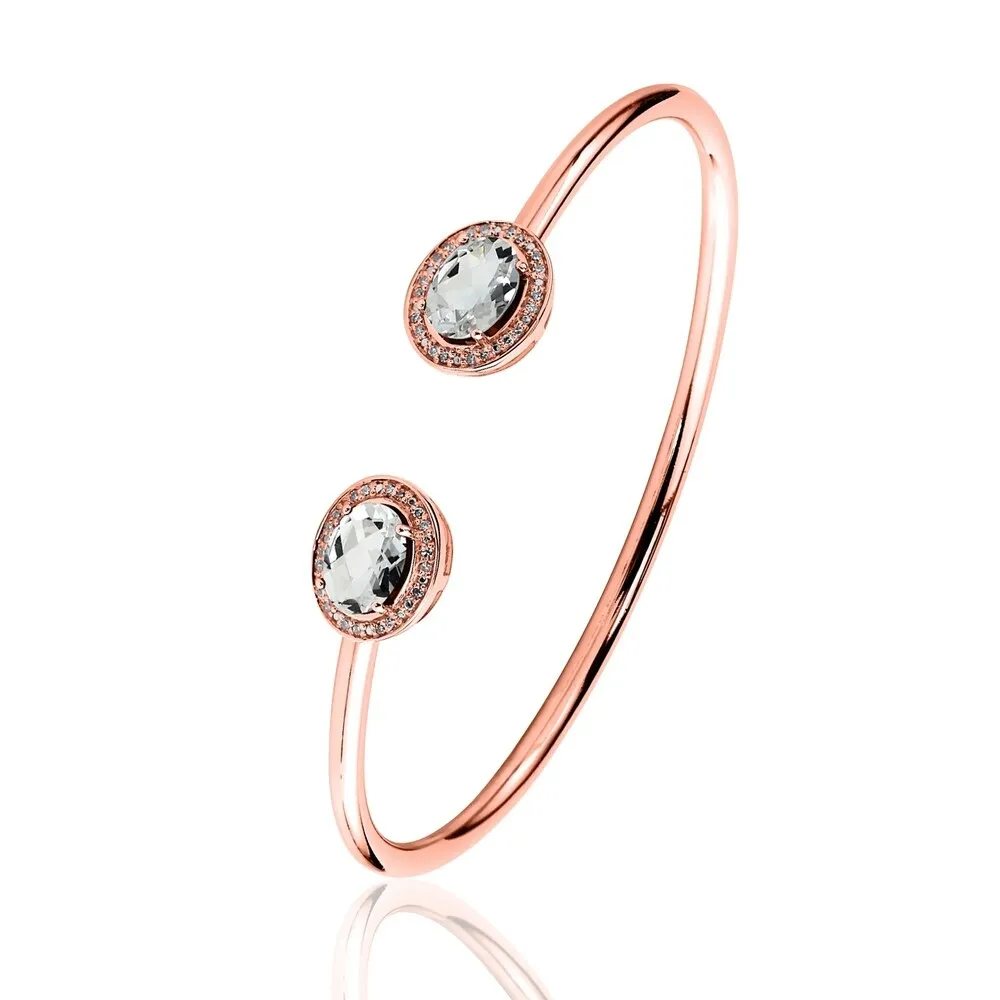 Auriya 2 1/2ct Oval White Topaz Gold over Silver Bangle Bracelet with Diamond Accents sold by Zulily product image thumbnail 5