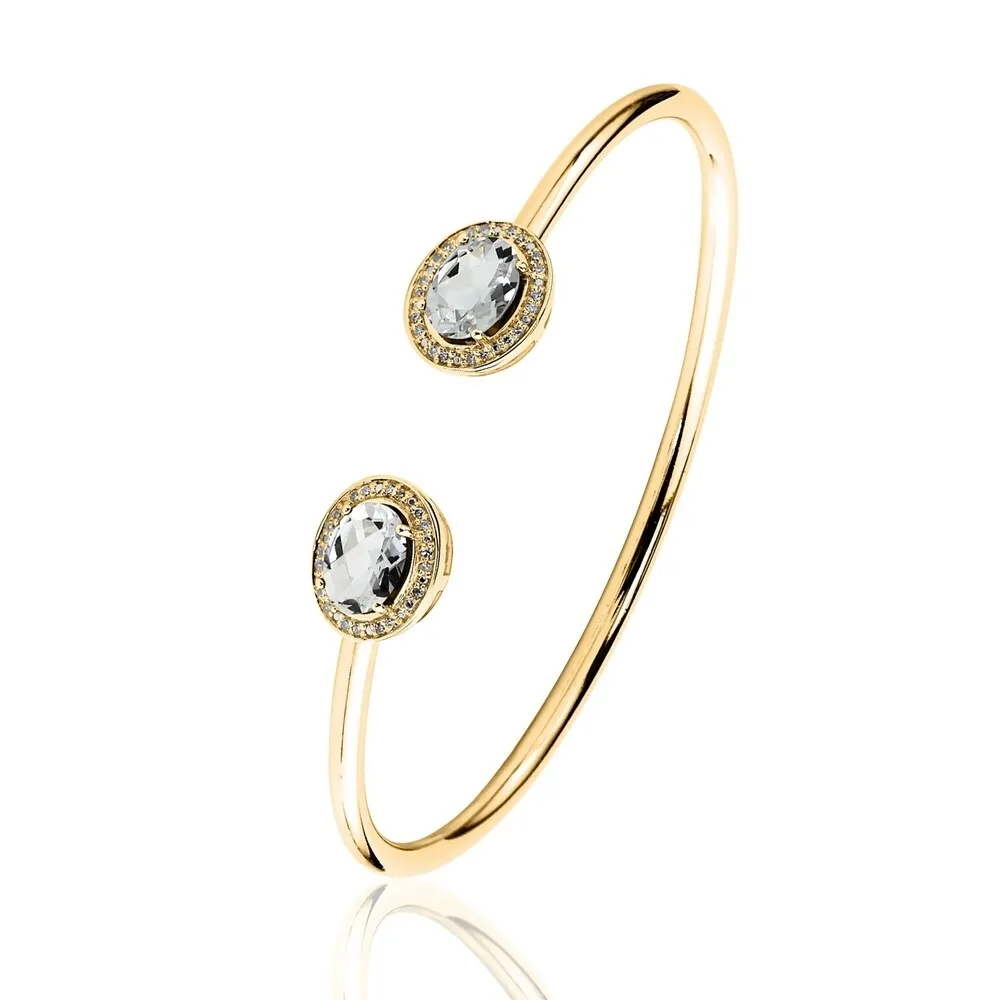 Auriya 2 1/2ct Oval White Topaz Gold over Silver Bangle Bracelet with Diamond Accents sold by Zulily product image thumbnail 4