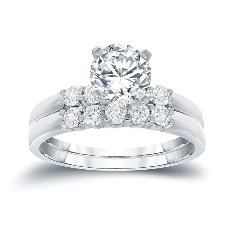 Auriya 14k Gold 1 carat TW Round 5-stone Diamond Engagement Ring Set sold by Zulily
