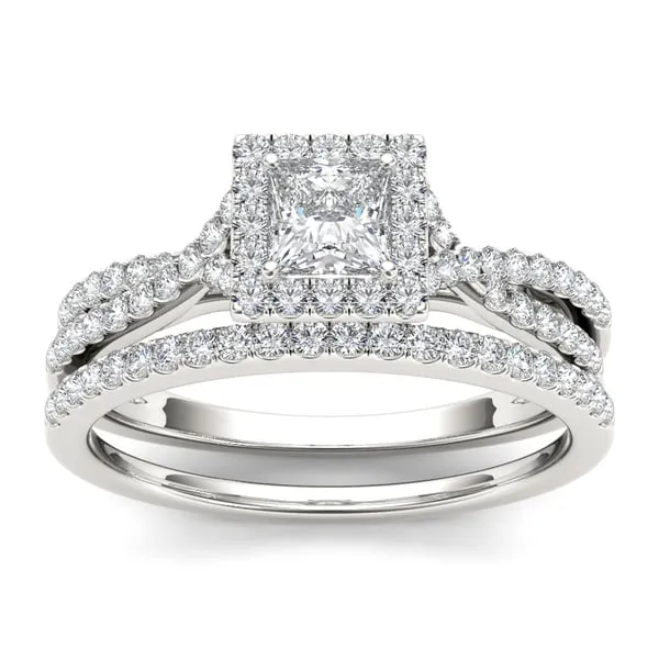 De couer IGI Certified 10k White Gold 1ct TDW Diamond Princess-cut Engagement Ring Set sold by Zulily