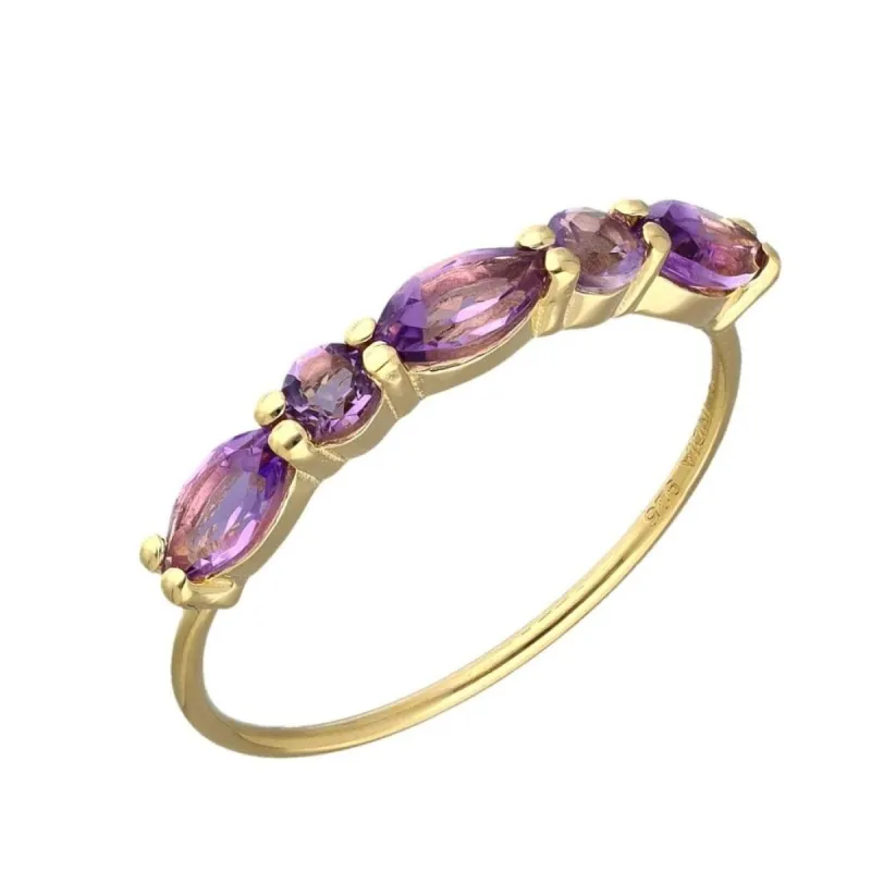 14K Gold Over 925 Silver Purple Amethyst Etenity Band Ring sold by Zulily