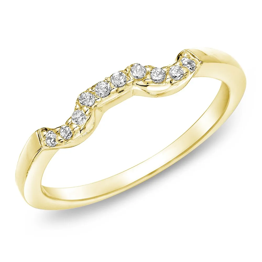 Auriya 14k Gold 1/10ctw Round Diamond Curved Wedding Band (H-I, I1-I2) sold by Zulily product image thumbnail 2