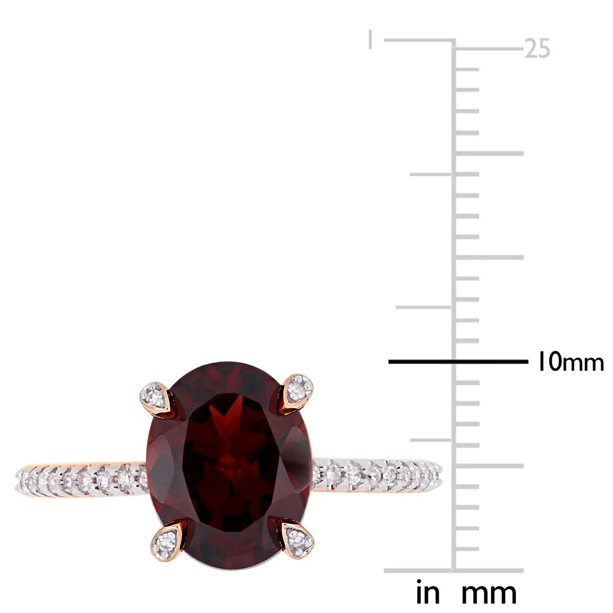 Miadora 10k Rose Gold Oval-Cut Garnet and 1/10ct TDW Diamond Solitaire Ring sold by Zulily product image thumbnail 4