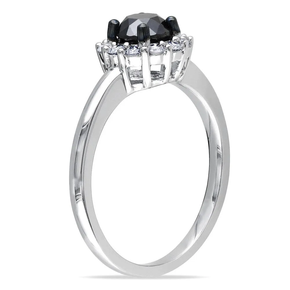 Miadora 10k White Gold 1ct TDW Black and White Halo Diamond Ring sold by Zulily product image thumbnail 5