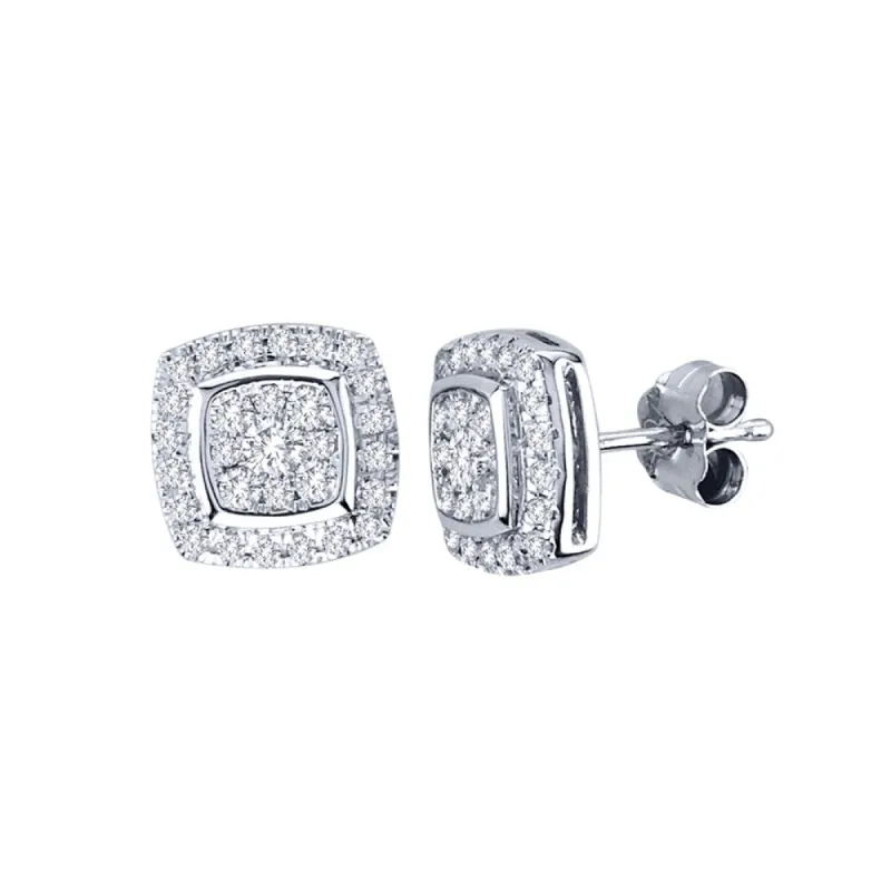 De Couer 10k White Gold 1/2ct TDW Diamond Cushion Earrings sold by Zulily