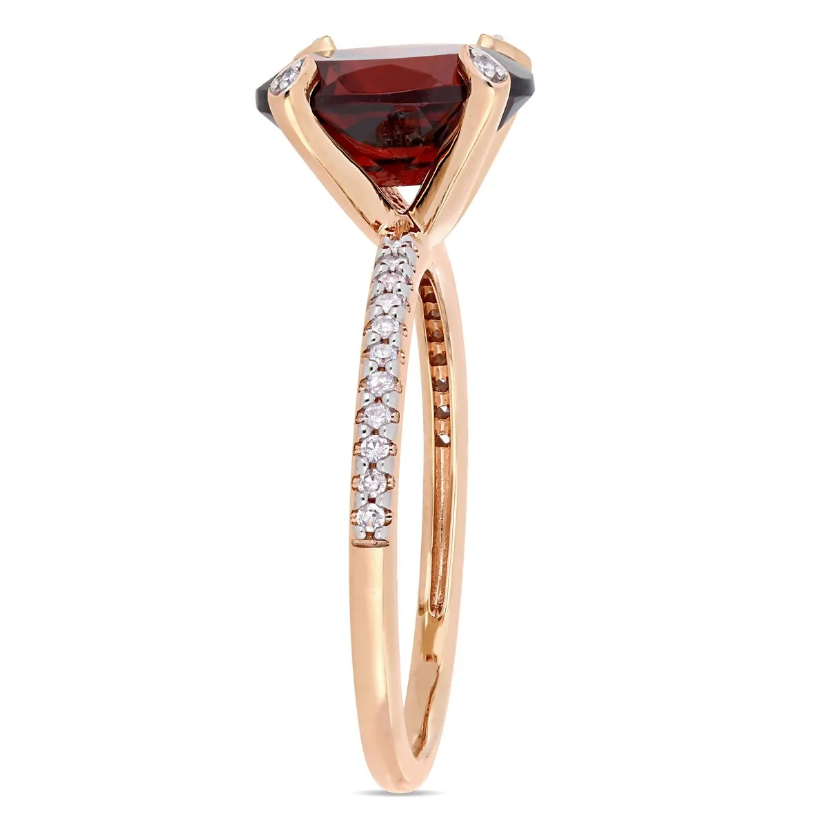 Miadora 10k Rose Gold Oval-Cut Garnet and 1/10ct TDW Diamond Solitaire Ring sold by Zulily product image thumbnail 2