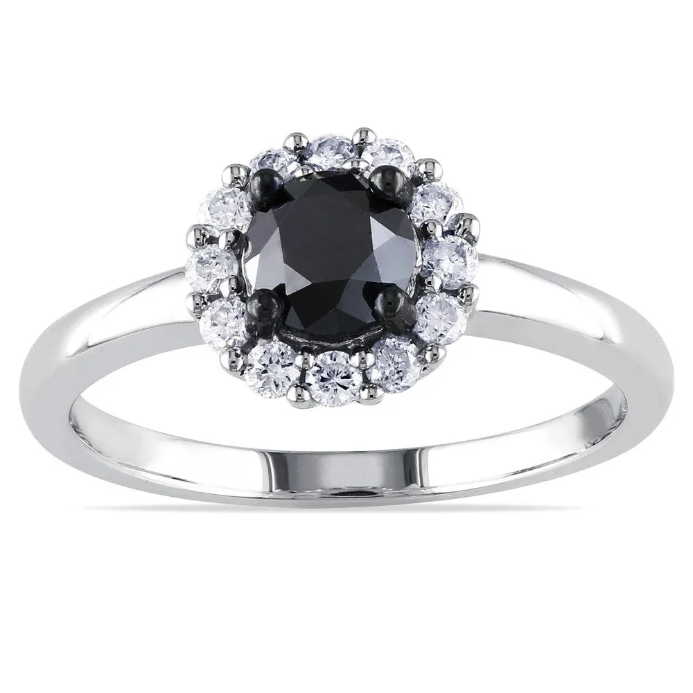 Miadora 10k White Gold 1ct TDW Black and White Halo Diamond Ring sold by Zulily product image thumbnail 4