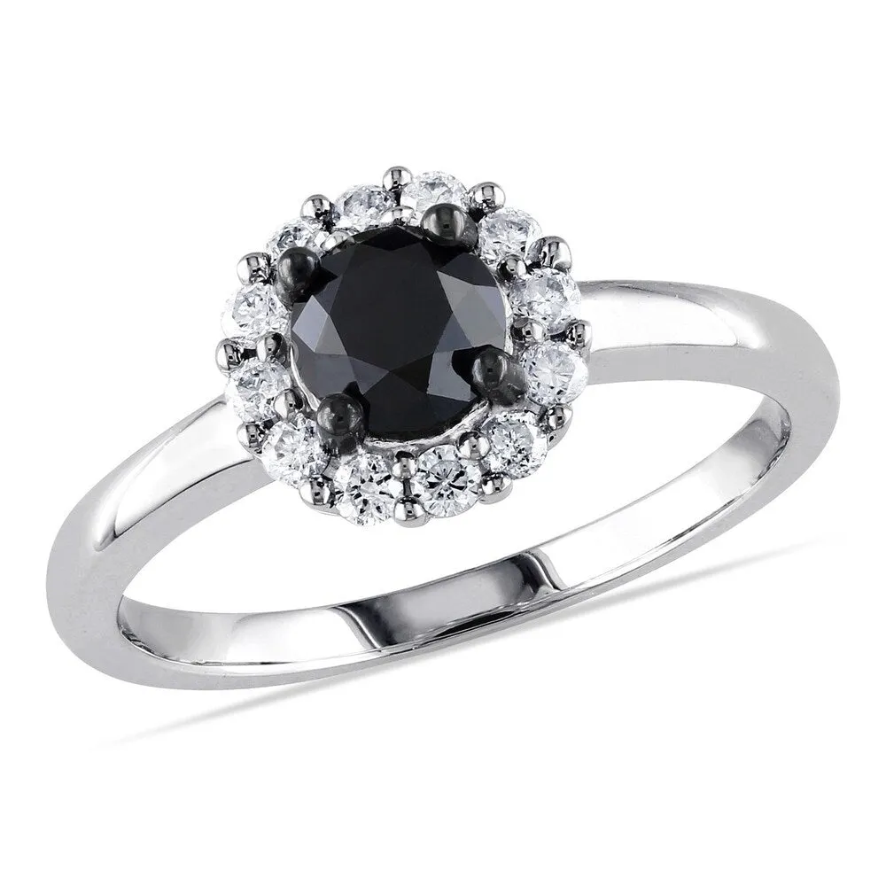 Miadora 10k White Gold 1ct TDW Black and White Halo Diamond Ring sold by Zulily product image thumbnail 2