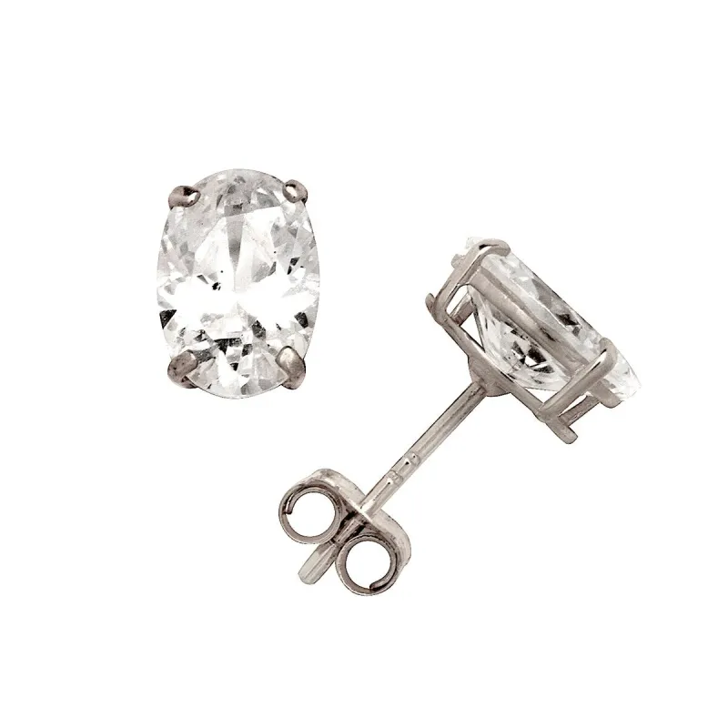 Curata 14k White Gold Oval-cut Cubic Zirconia Basket Post Stud Earrings sold by Zulily