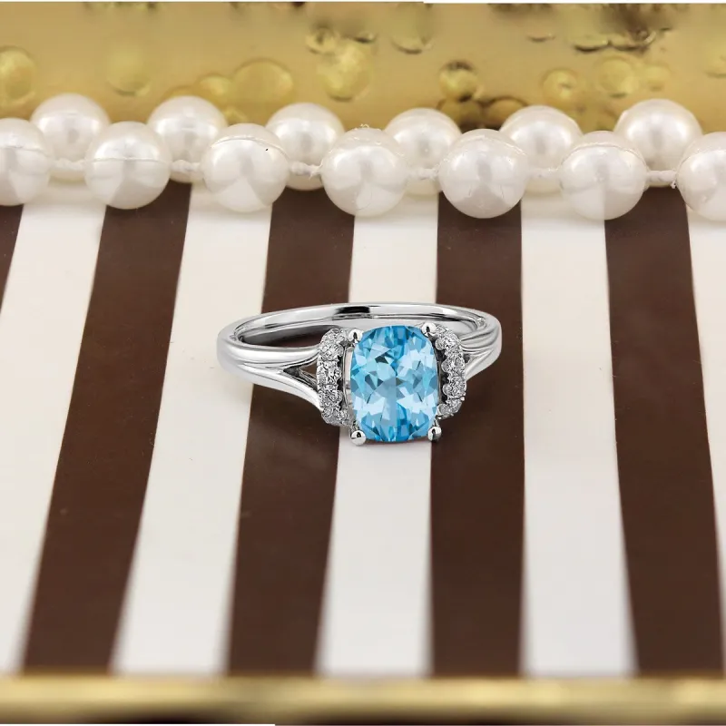 Auriya 1 3/4ct Modern Cushion-cut Sky Blue Topaz and Diamond Engagement Ring 1/4ctw 14k Gold sold by Zulily