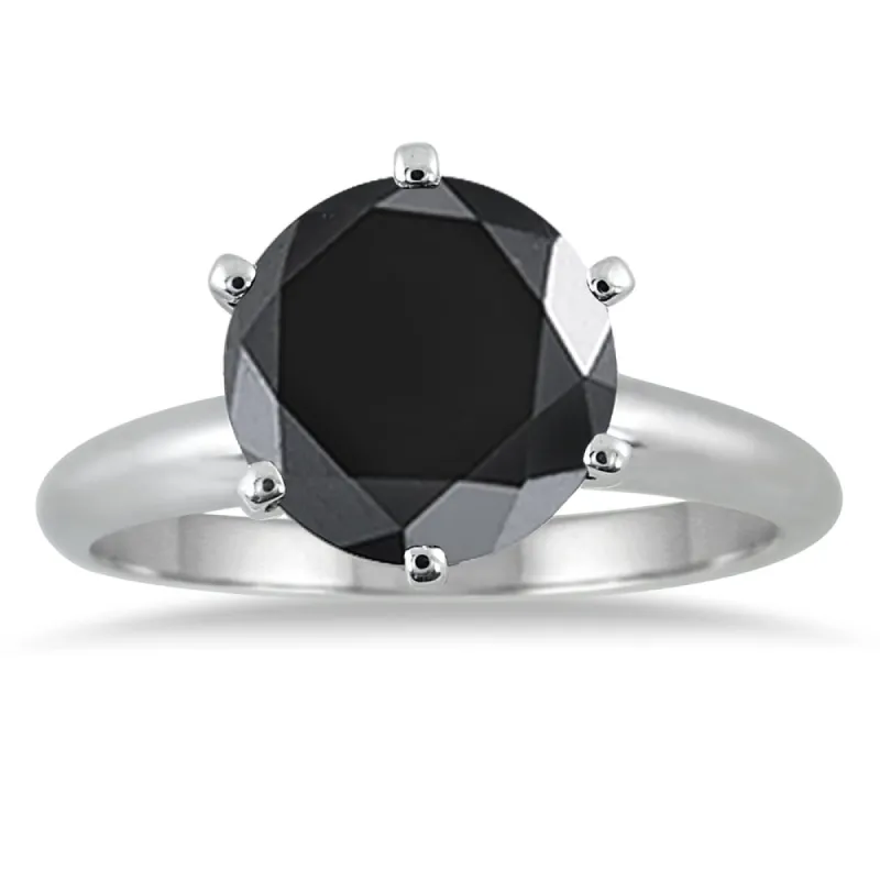 2 1/2 Carat Round Black Diamond Solitaire Ring in 14K White Gold sold by Zulily