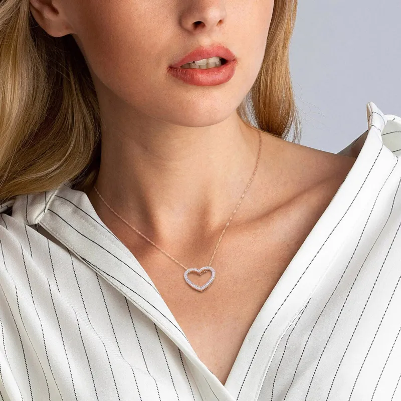 Miadora 1/4ct TDW Diamond Open Heart Necklace in 14k Rose Gold sold by Zulily