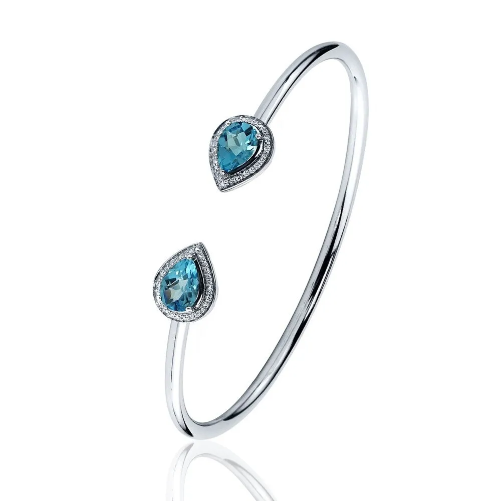 Auriya 2 1/2ct Pear-cut Swiss-Blue Topaz Gold over Silver Bangle Bracelet with Diamond Accents sold by Zulily product image thumbnail 4