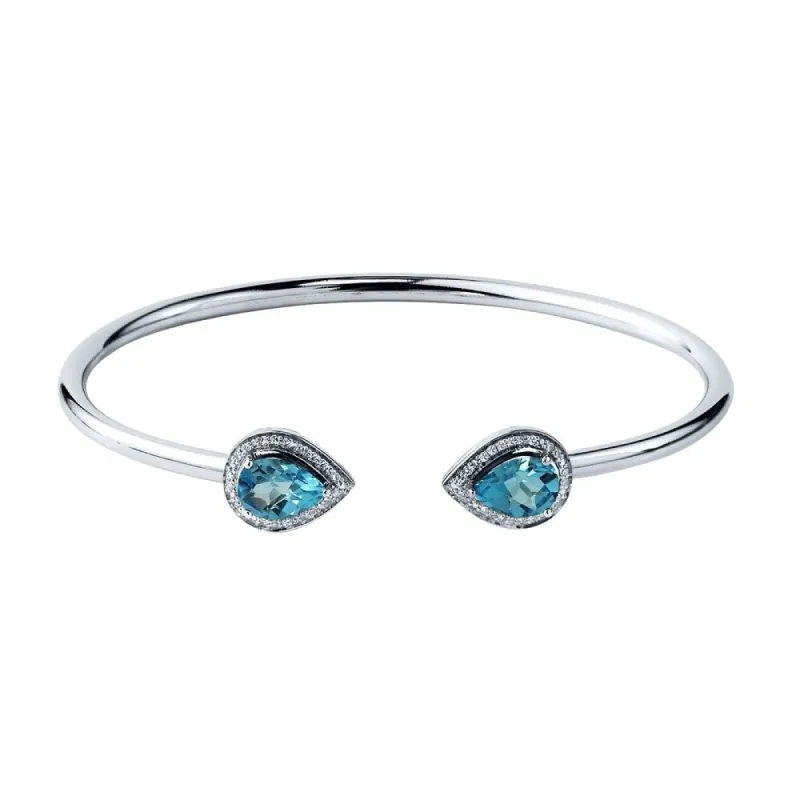 Auriya 2 1/2ct Pear-cut Swiss-Blue Topaz Gold over Silver Bangle Bracelet with Diamond Accents sold by Zulily