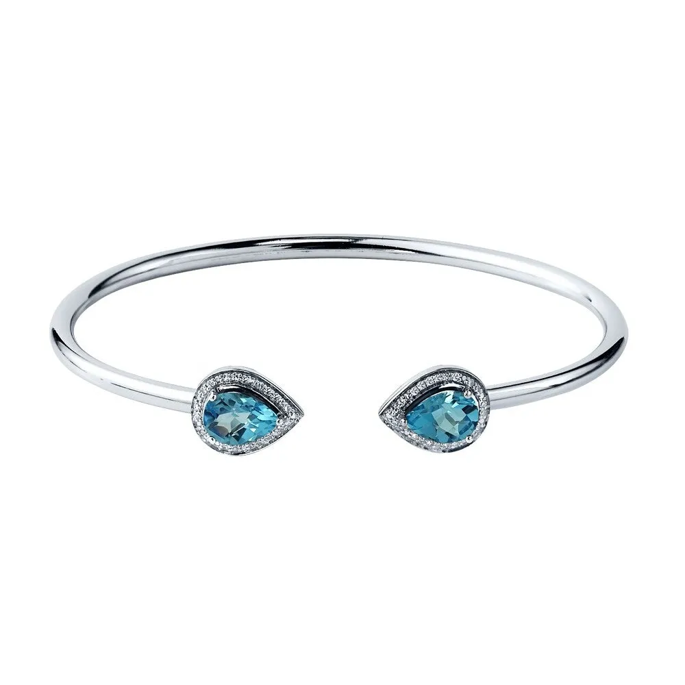 Auriya 2 1/2ct Pear-cut Swiss-Blue Topaz Gold over Silver Bangle Bracelet with Diamond Accents sold by Zulily