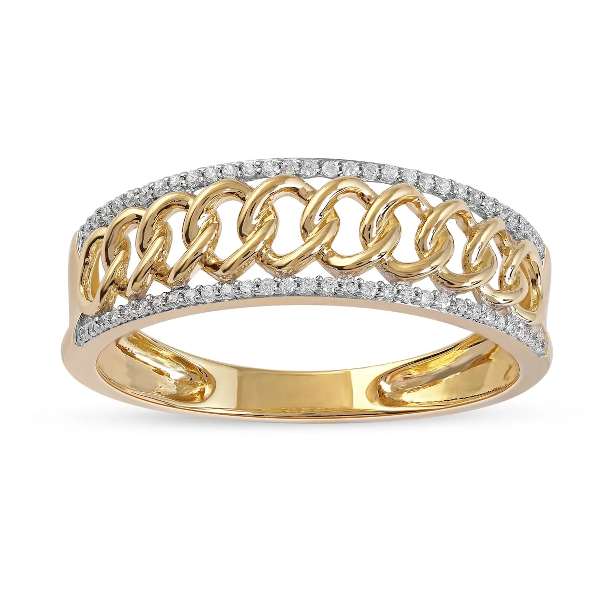 1/6ct TDW Diamond Cuban Link Mens Band in 10k Gold by De Couer sold by Zulily product image thumbnail 5