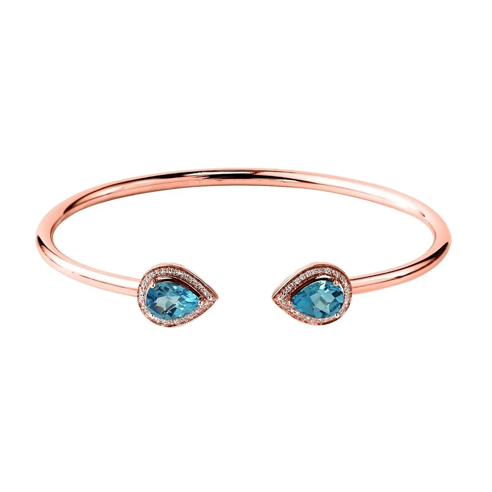 Auriya 2 1/2ct Pear-cut Swiss-Blue Topaz Gold over Silver Bangle Bracelet with Diamond Accents sold by Zulily product image thumbnail 3