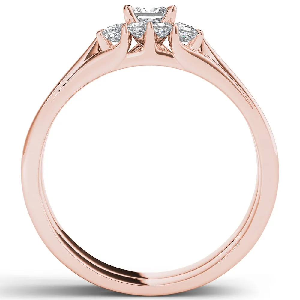 De Couer 14k Rose Gold 1/2ct TDW Diamond Three-Stone Engagement Ring Set with One Band sold by Zulily product image thumbnail 3