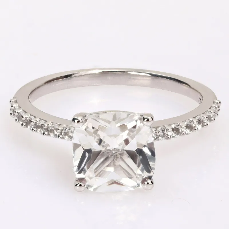 Miadora Cushion-cut Created White Sapphire Engagement Ring in 10k White Gold sold by Zulily