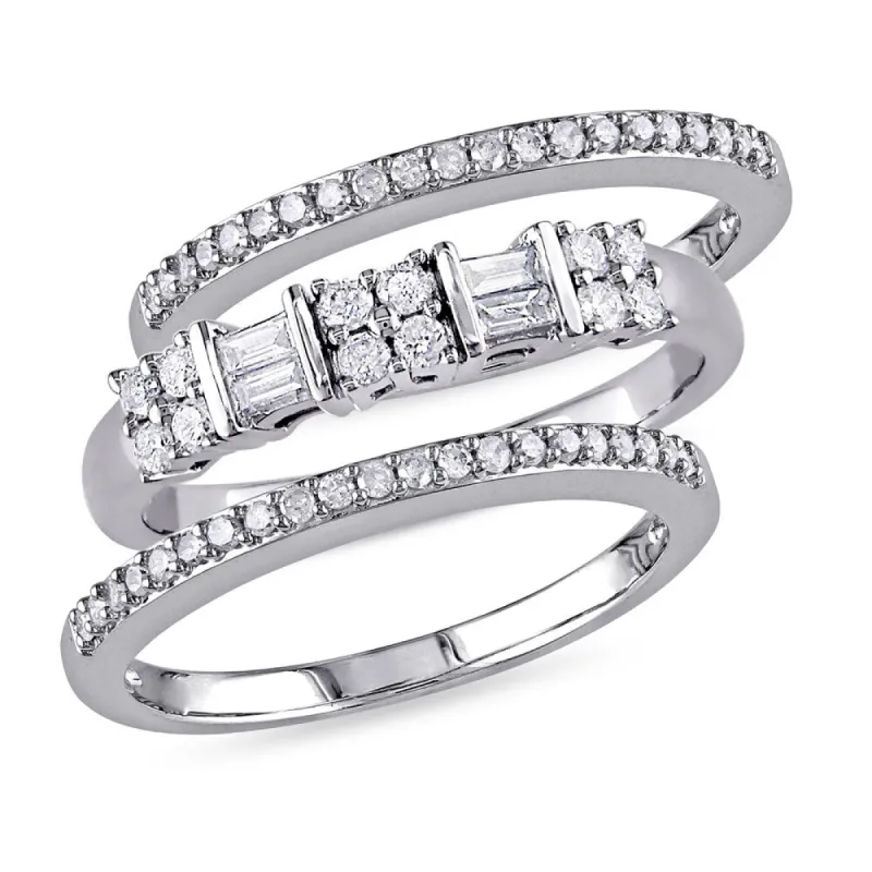 Miadora 10k White Gold 1/2ct TDW Diamond 3-piece Anniversary Stackable Ring Set sold by Zulily