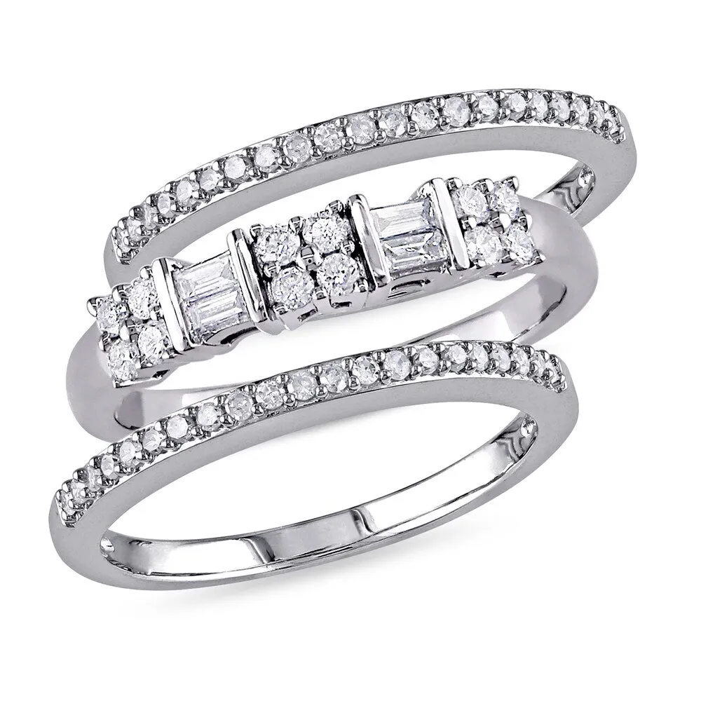 Miadora 10k White Gold 1/2ct TDW Diamond 3-piece Anniversary Stackable Ring Set sold by Zulily
