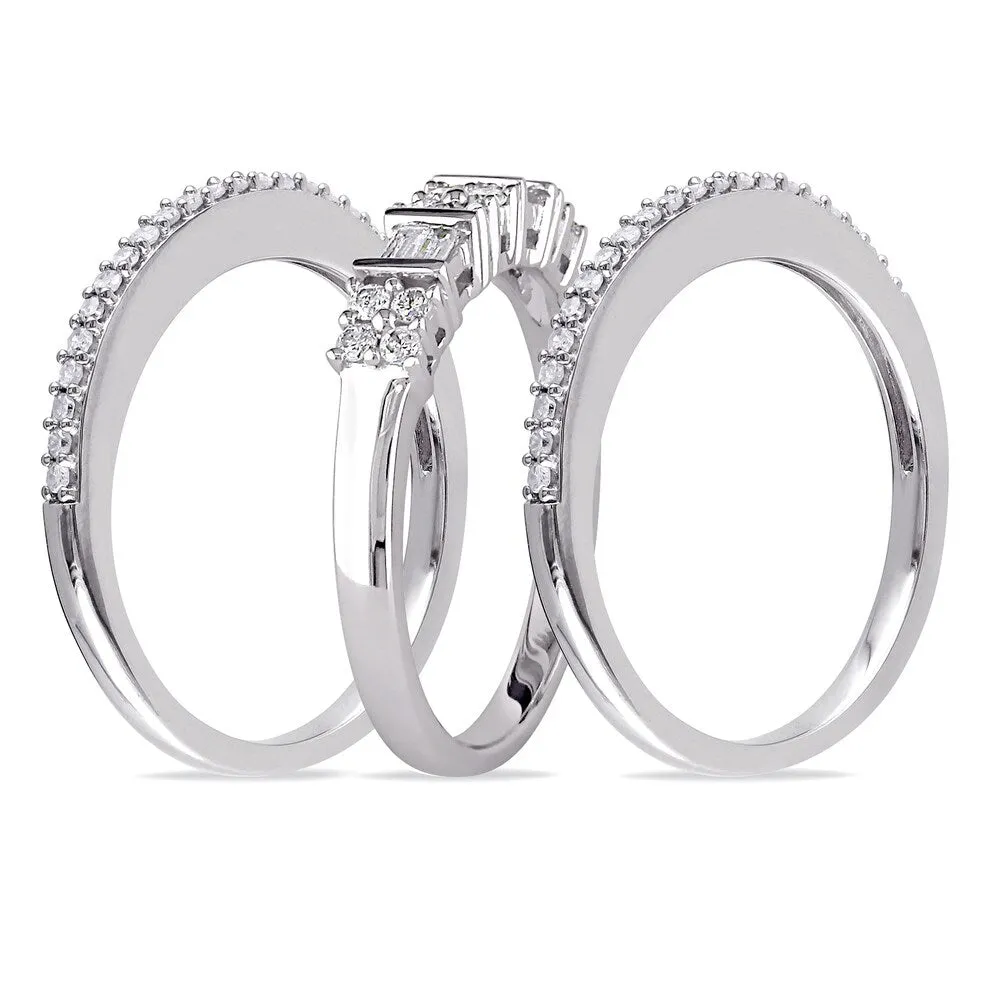 Miadora 10k White Gold 1/2ct TDW Diamond 3-piece Anniversary Stackable Ring Set sold by Zulily product image thumbnail 2