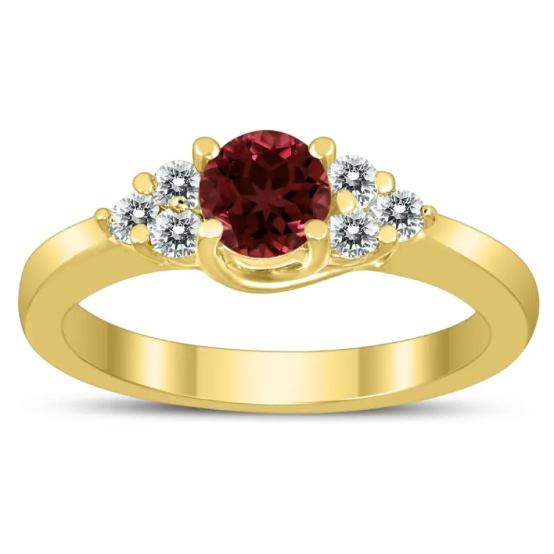 5MM Garnet and Diamond Cynthia Ring in 10K Yellow Gold sold by Zulily