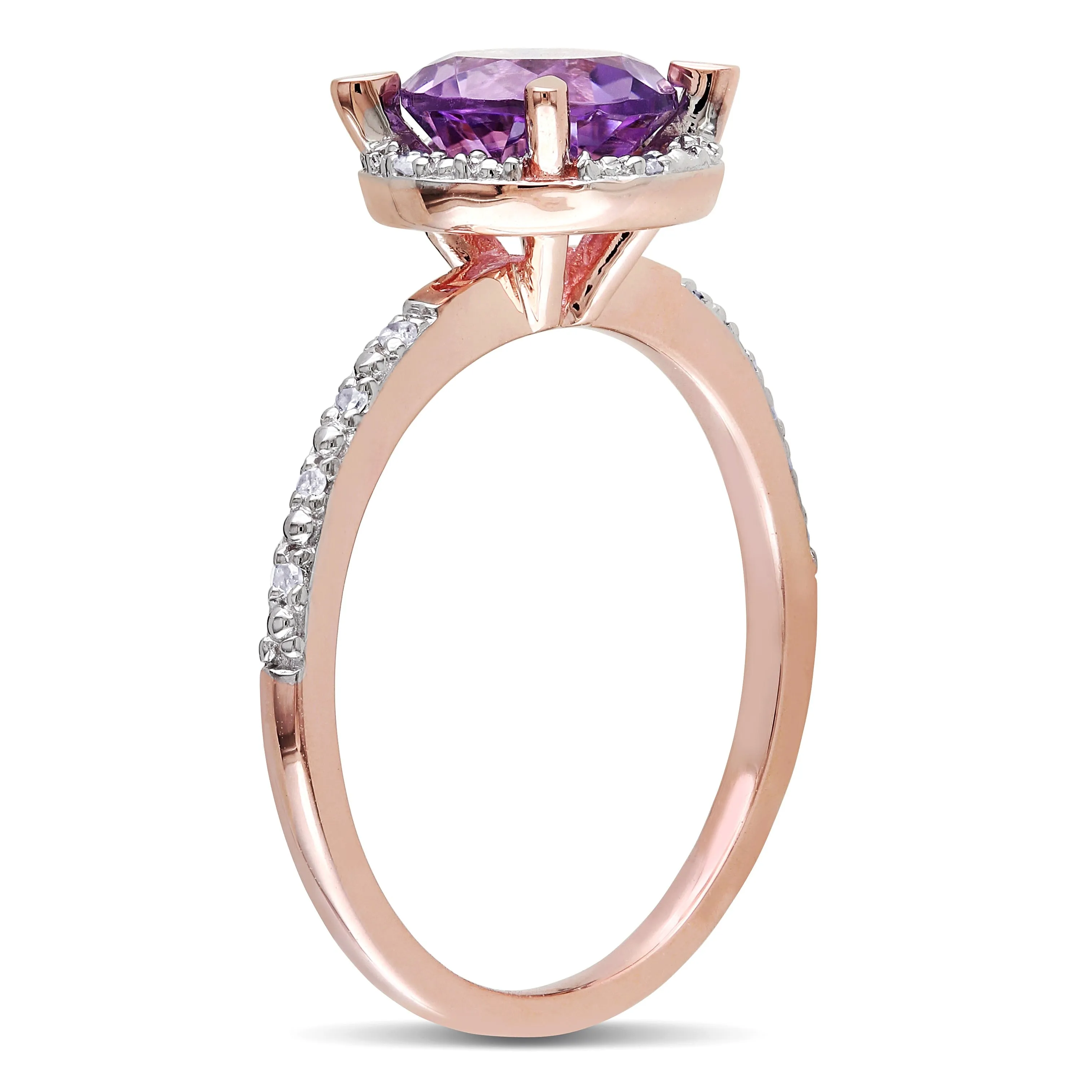 Miadora 1 1/3ct TGW Amethyst Halo Ring with Diamonds in 10k Rose Gold sold by Zulily product image thumbnail 2