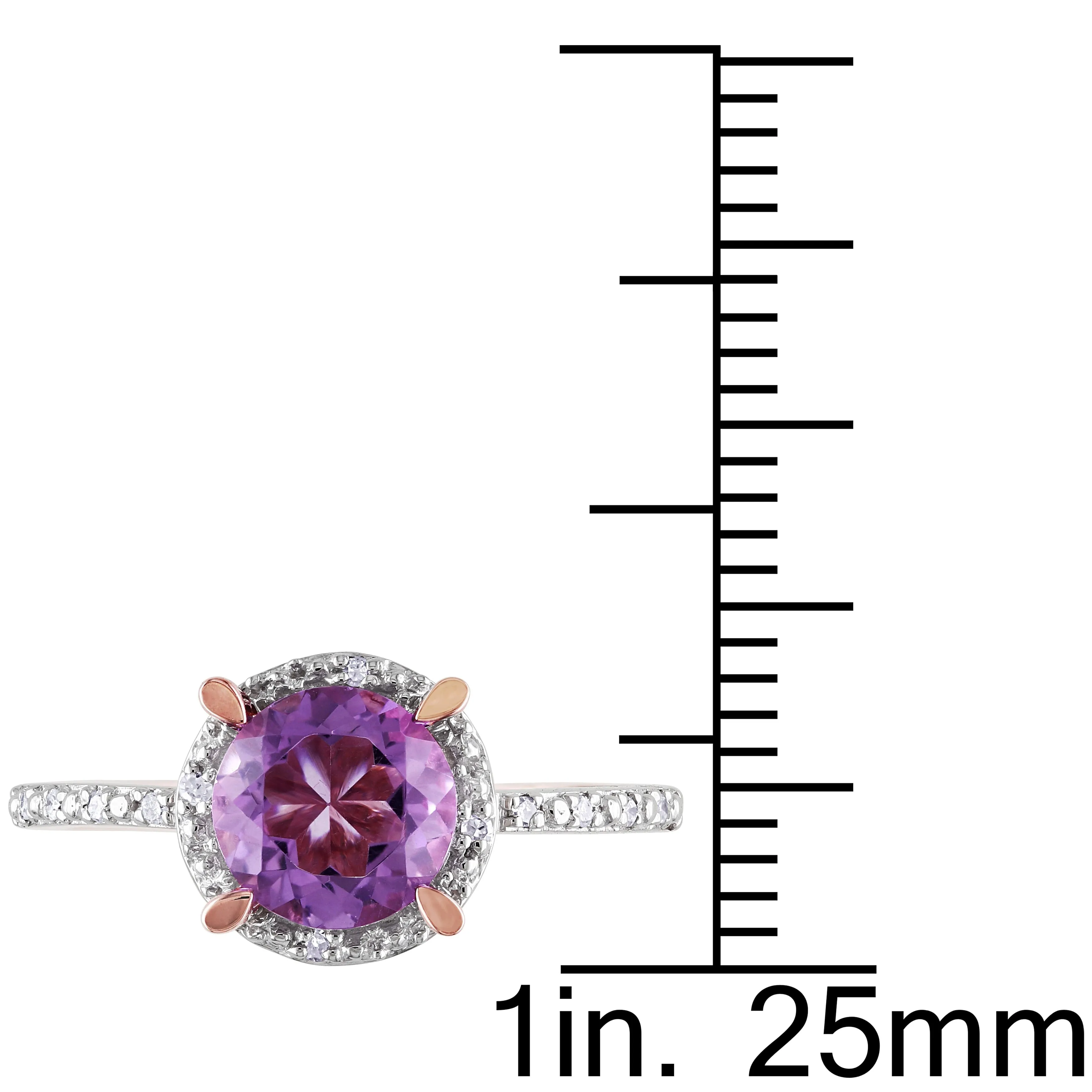 Miadora 1 1/3ct TGW Amethyst Halo Ring with Diamonds in 10k Rose Gold sold by Zulily product image thumbnail 3