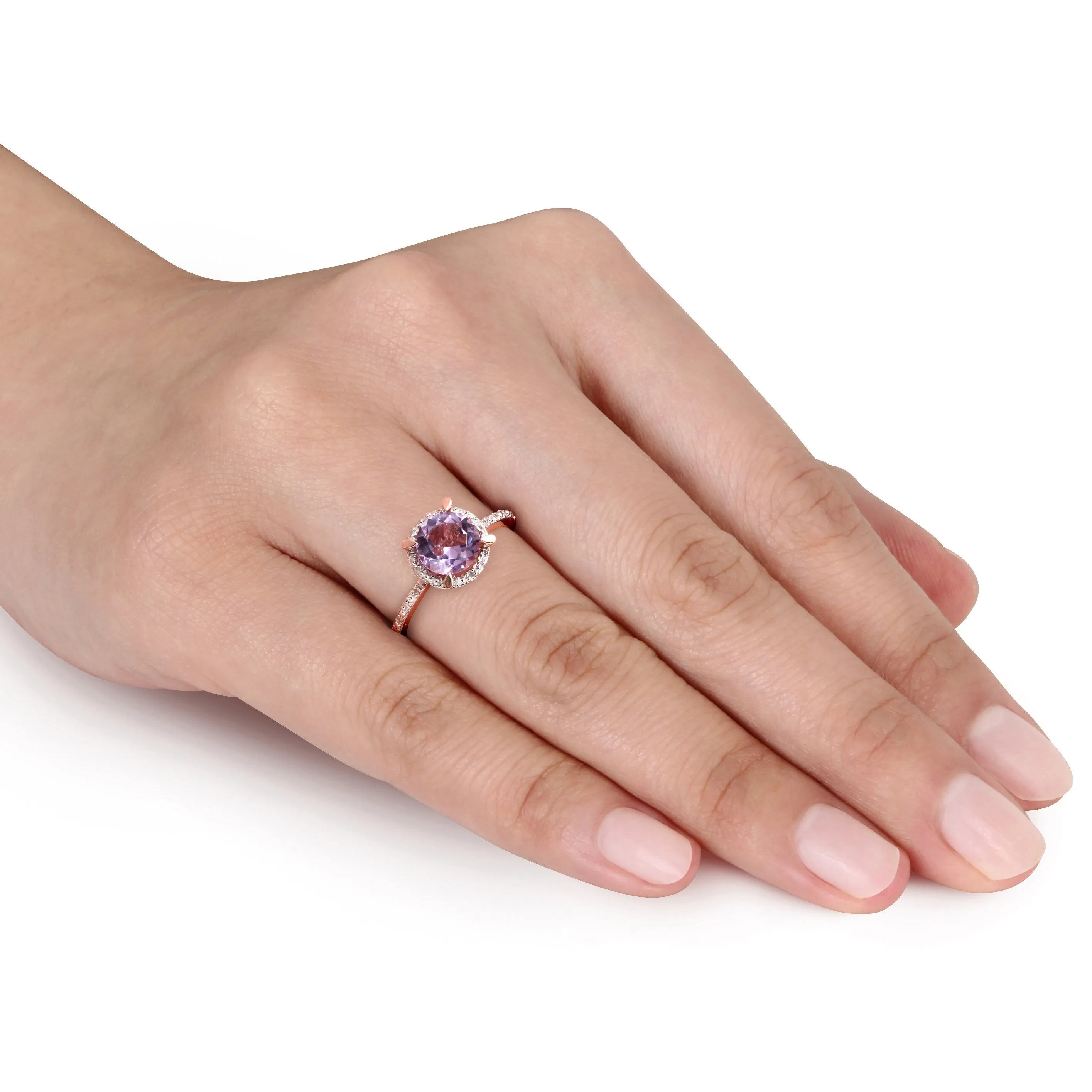 Miadora 1 1/3ct TGW Amethyst Halo Ring with Diamonds in 10k Rose Gold sold by Zulily product image thumbnail 4