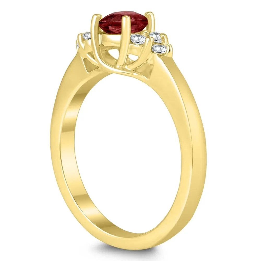 5MM Garnet and Diamond Cynthia Ring in 10K Yellow Gold sold by Zulily product image thumbnail 3