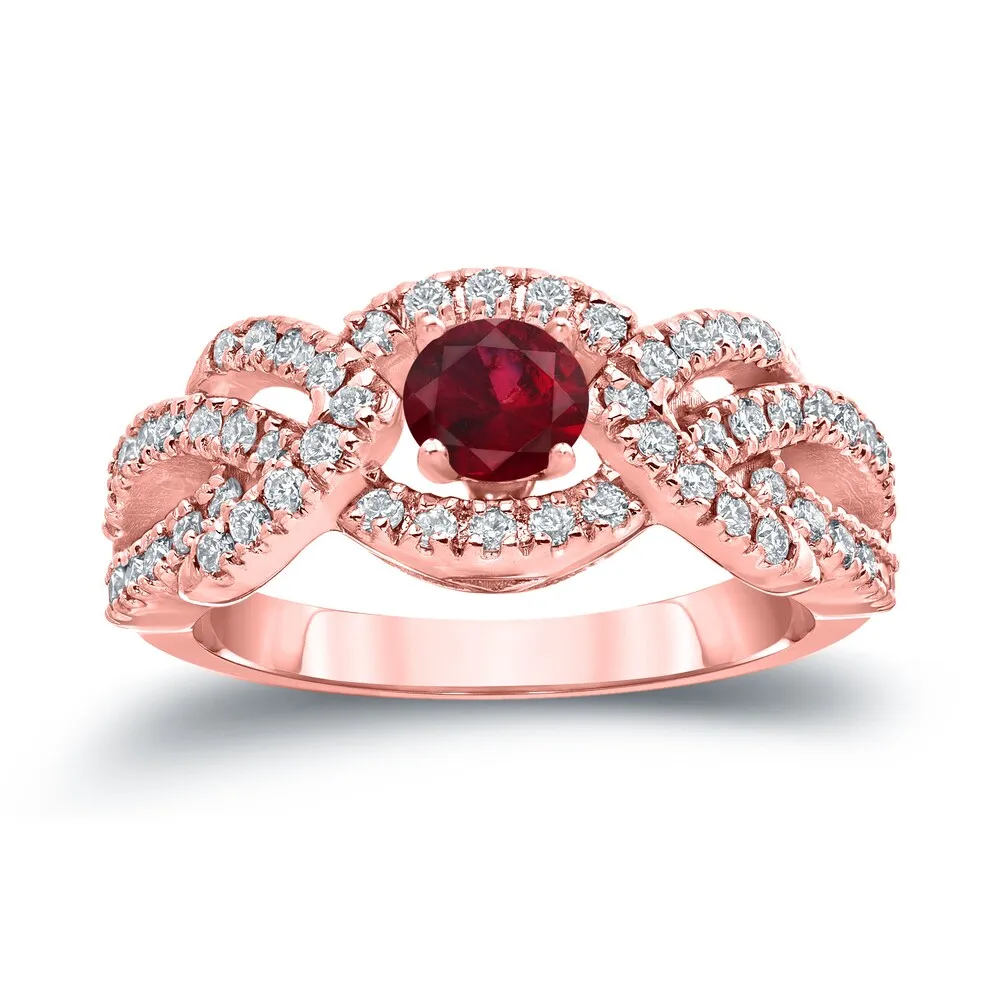 14k Gold 2/5ct Ruby and 3/5ct TDW Diamond Engagement Ring by Auriya sold by Zulily product image thumbnail 3