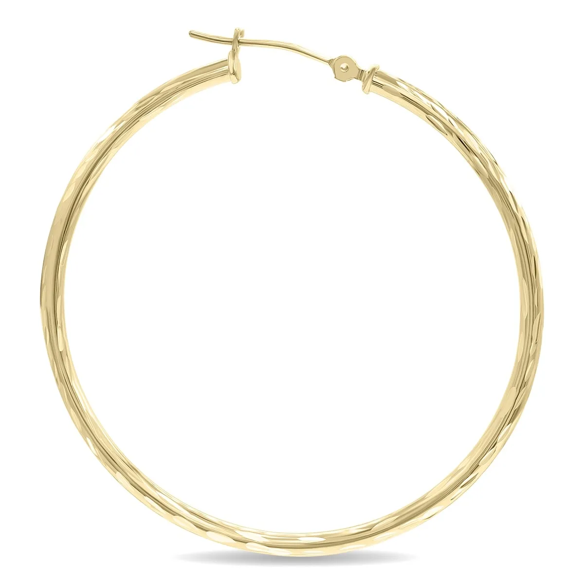 10K Yellow Gold Shiny Diamond Cut Engraved Hoop Earrings (40mm) sold by Zulily product image thumbnail 2
