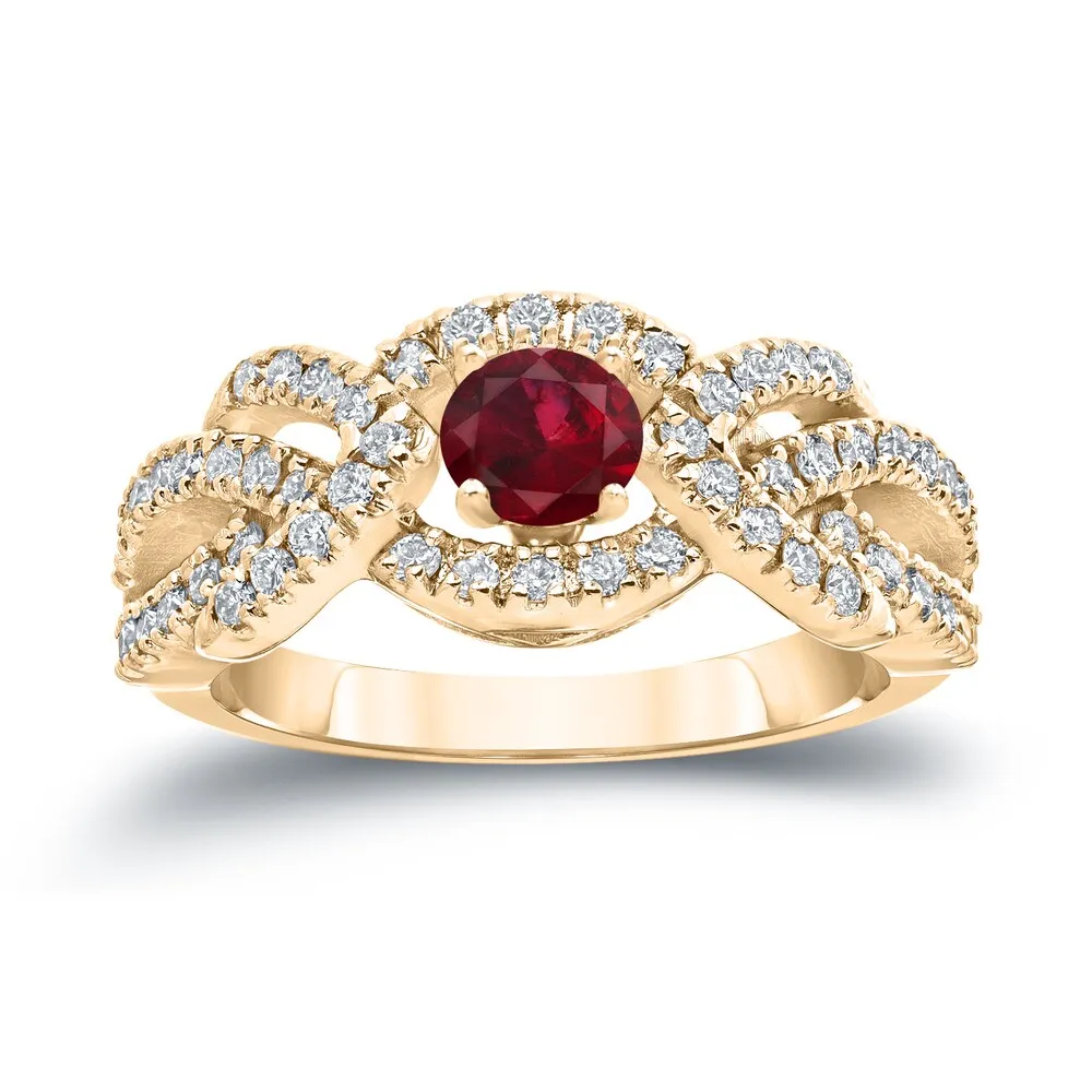 14k Gold 2/5ct Ruby and 3/5ct TDW Diamond Engagement Ring by Auriya sold by Zulily product image thumbnail 2