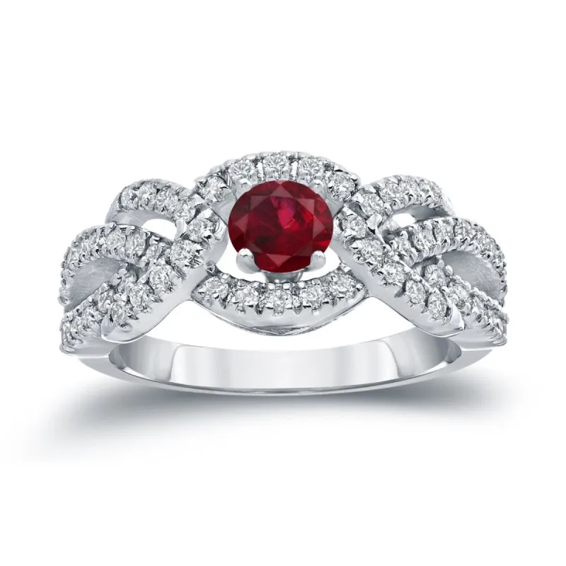 14k Gold 2/5ct Ruby and 3/5ct TDW Diamond Engagement Ring by Auriya sold by Zulily