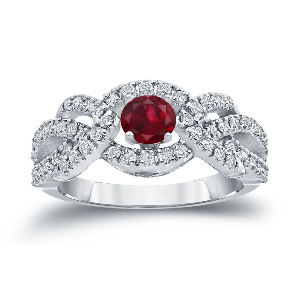 14k Gold 2/5ct Ruby and 3/5ct TDW Diamond Engagement Ring by Auriya sold by Zulily