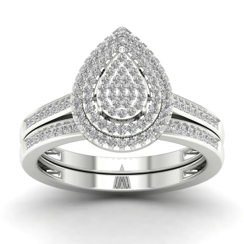 De Couer S925 Steling Silver 1/3 ct TDW Dimaond Cluster Bridal Set sold by Zulily